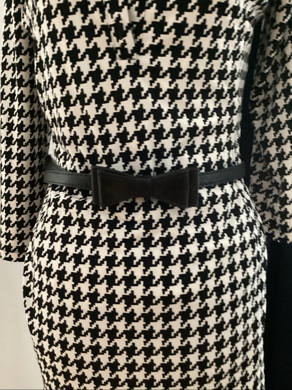 Black & White Houndstooth Shirt Dress with Belt - Picture 4 of 4